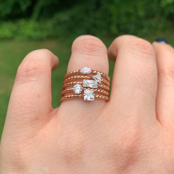 5-band Rhinestone Shape Rings - Picture 13 of 16